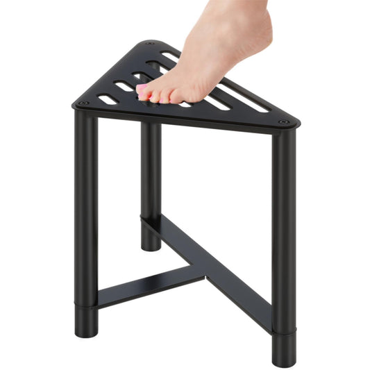 JIAPAIDUO Shower Stool for Inside Shower, 13.78" D Stainless Steel Shaving Foot Rest, Waterproof Corner Bench, Black Seat to Shave Legs with Rubber Cushion