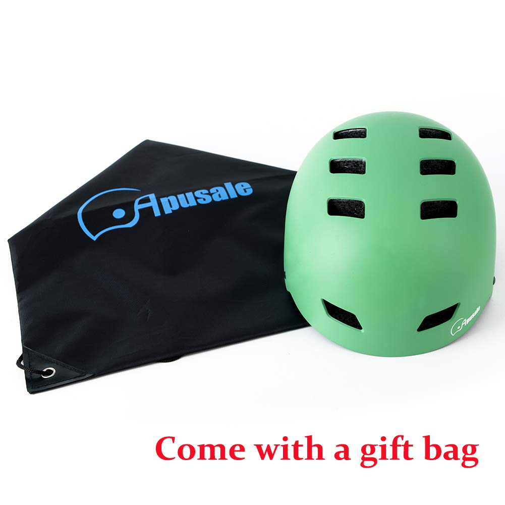Apusale Bike Skateboard Helmet, Adjustable and Multi-Sport for Skate Scooter, 3 Sizes for Adult Youth Kids Toddler (Mint Green)