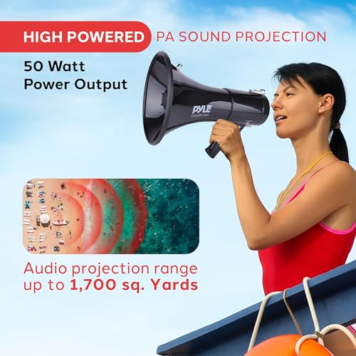 50W Megaphone Speaker Bullhorn with Siren - Black