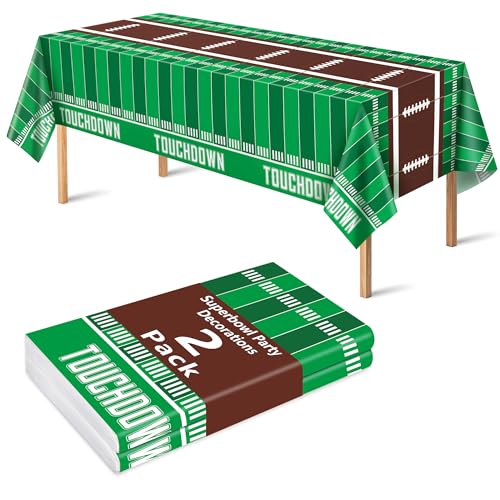 Football Party Decorations Tablecloth - 2 Pack, White & Green