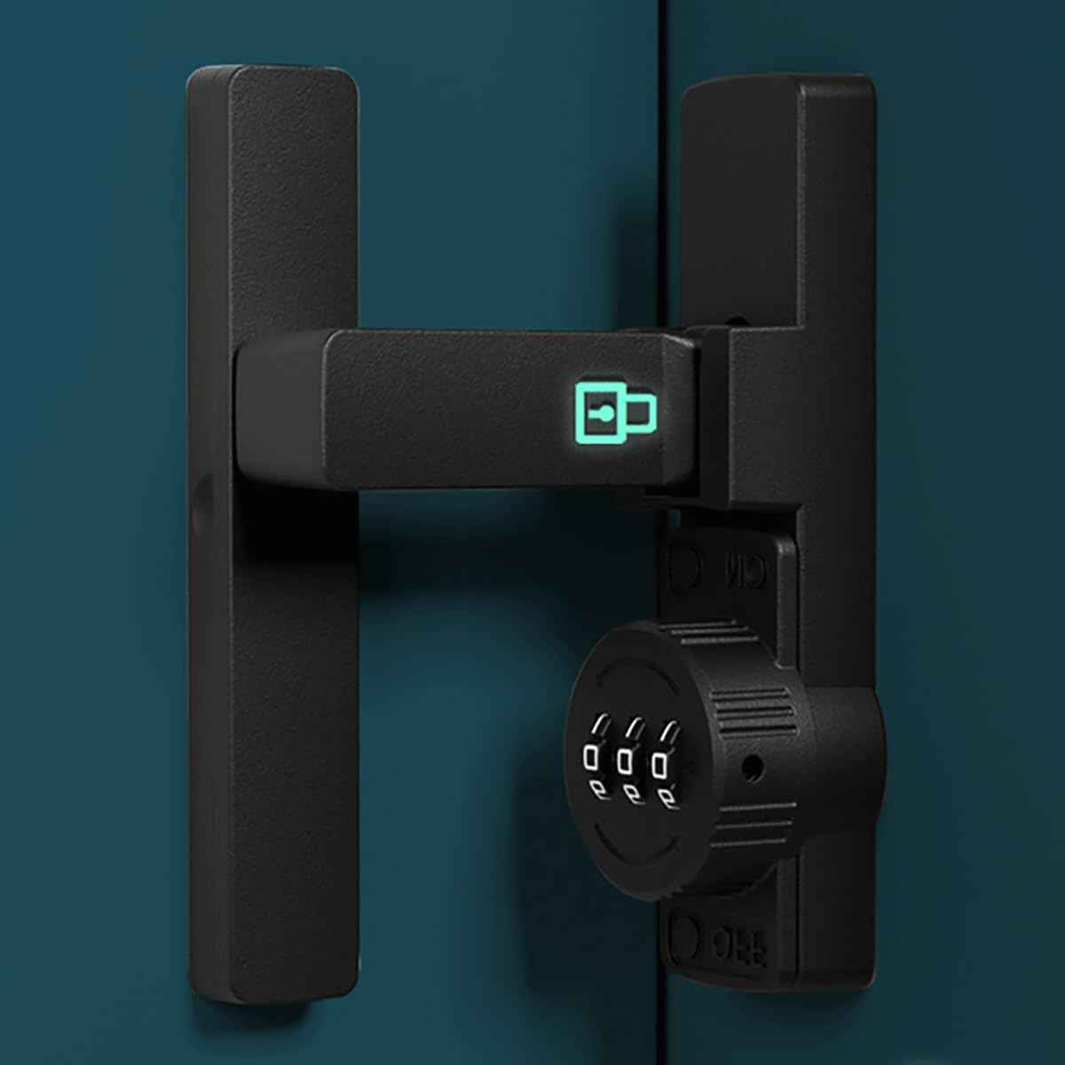 VIDYSUFYR Password Sliding Door Lock, 90 Degree Flip Combination Cabinet Locks, Barn Door Lock Latch for Small Doors, Storage Room, Garage, Bedroom，Black