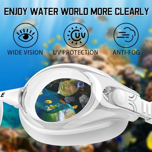 HD Anti-Fog Swimming Goggles for Adults and Youths - White
