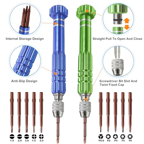 13 in 1 Glasses Screwdriver, Eyeglass Repair Kit with 10 Magnetic Screwdriver Tips, Multifunctional Eye Glass Repairing Kit for Eyeglass Sunglass Watch Phone Laptop Jewelry Electronic