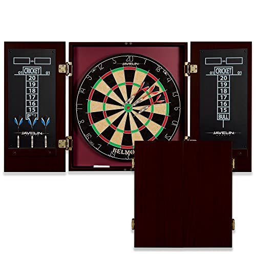 Official Size Dart Board Cabinet Set with 6 Steel Tip Darts - Black