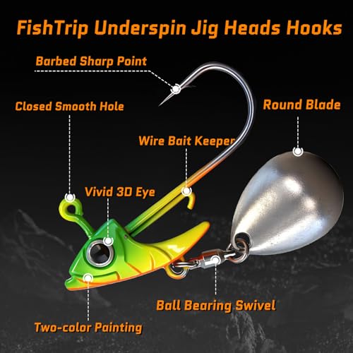 Underspin Jig Heads 1/4oz 5 Pcs - Swimbait with Spinner Blade