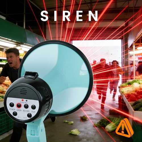 20 Watt Portable Megaphone with Siren & Recording - Light Green