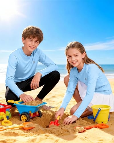 Boys UPF 50+ Swim Shirt Long Sleeve, 1 or 2 Pack UV Sun Protection