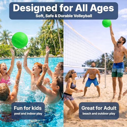 BAMMAX Green Soft Touch Waterproof Size 5 Pool Volleyball for Pool & Beach