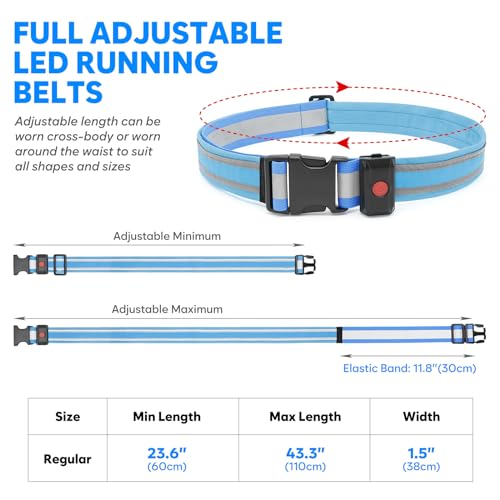 Illumifun Royal Blue LED Running Belt - USB Rechargeable High-Visibility Waist Light for Night Running & Cycling