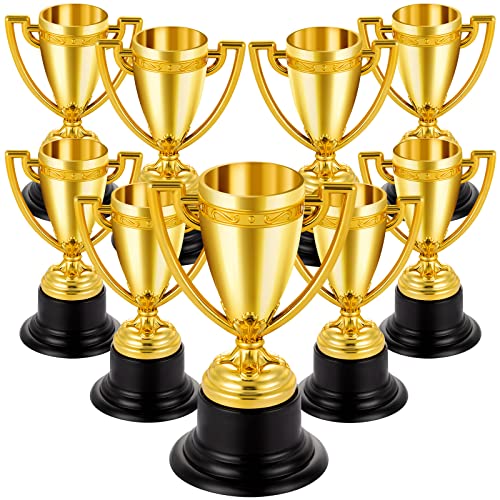 Mini Trophy Cups - 9 Pcs Plastic Gold Award Trophies for Kids