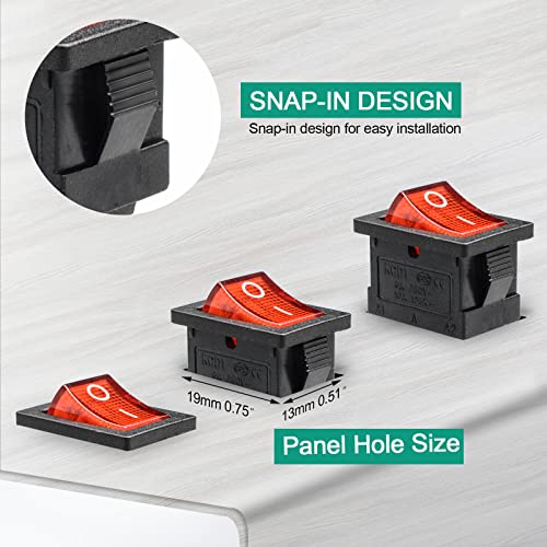 5 Pack DC 12V-24V 20A Red LED Boat Rocker Toggle Switch