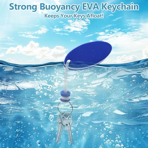 Floating Foam Keychains - Waterproof Buoyant Key Ring - Blue