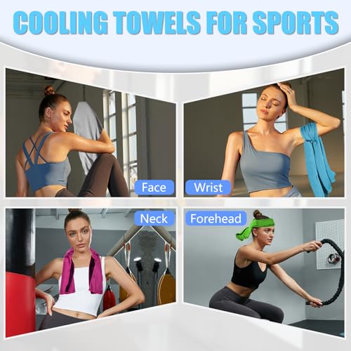 Cooling Towels for Neck and Face - 4 Pack, Lake Blue/Grey/Pink/Green