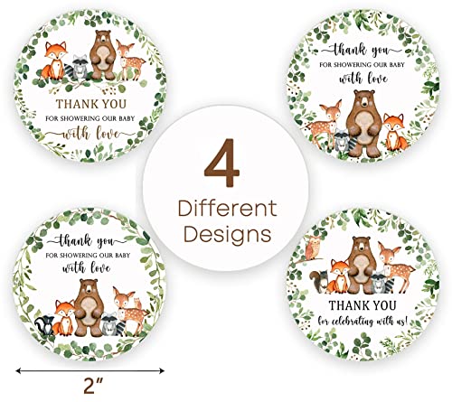 Woodland Thank You Favor Stickers - 80 Pack, 2" Round