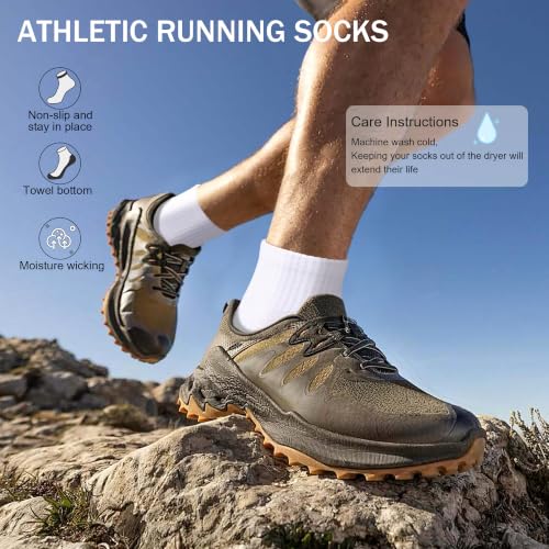 Airacker Unisex Athletic Quarter Socks 6 Pairs - White, Cushion, Breathable, Size 9-12