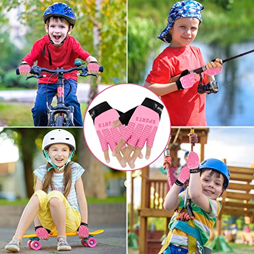 Kids Fingerless Cycling Gloves - Non-Slip Pink - Small