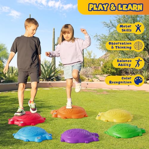 HYES 8PCS Kids Non-Slip Balance Stepping Stones Set for Indoor Outdoor Play