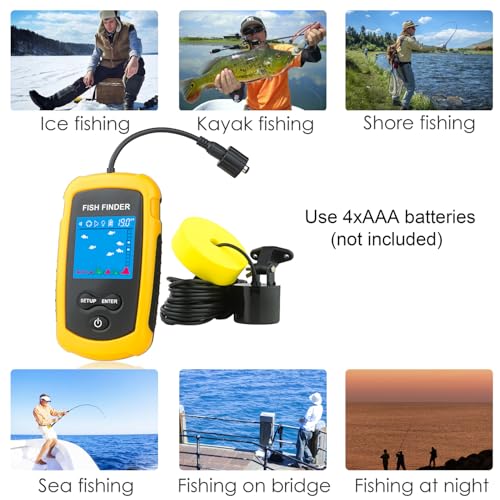 Venterior Basic Portable Wired Fish Finder for Kayak Ice Fishing Water Depth & Fish Location