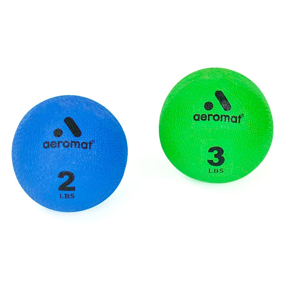 AEROMAT Versatile Textured Surface 3.5" Petite Weighted Ball for Yoga/Pilates Practice, 2 lbs, Blue