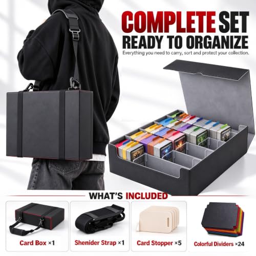 Scimi 5-Row Trading Card Storage Box for MTG Decks, 3800+ Cards, Black