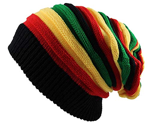 Jamaican Reggae Slouchy Beanie Cap - Multi-Colour One Size