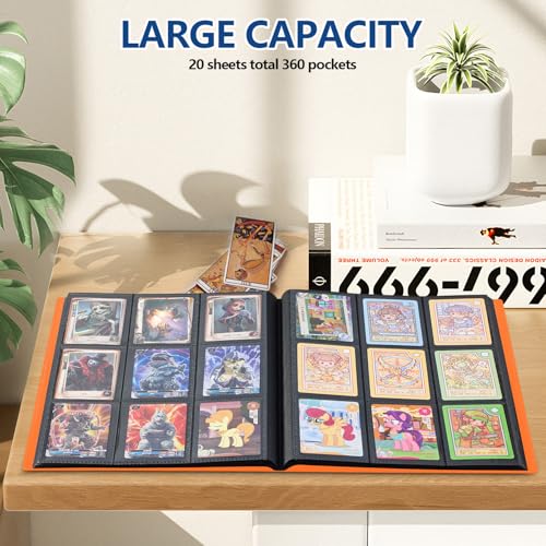 EDUDIIU Orange Card Binder with 9 Pockets - Premium Trading Card Album for Sports & Collectibles