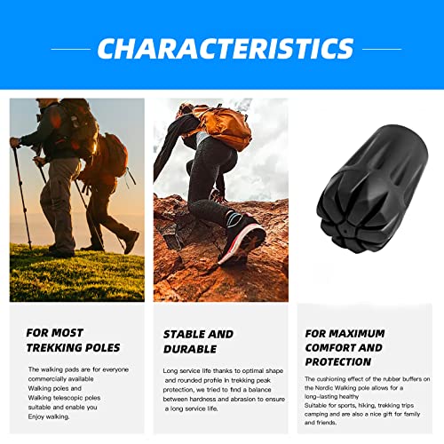 Rubber Tips for Hiking Poles - 6 Pack Angle Tips Replacement