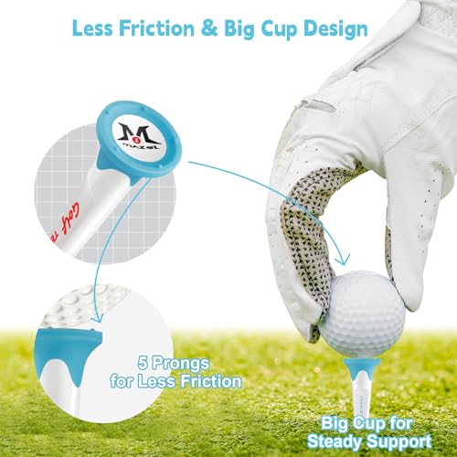 Durable 5-Prong Golf Tees - 8 Pack, Light Blue