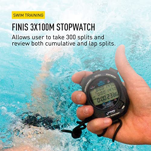 Waterproof Stopwatch for Swim Training - 300 Split Memory - Black