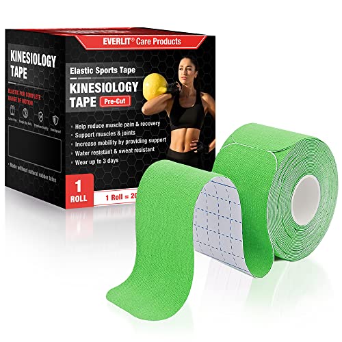 Kinesiology Tape - Pre-Cut Elastic Cotton Sports Tape, Lime Green