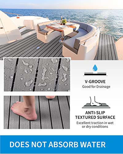 Non-Slip EVA Foam Boat Decking Sheet - Gray with Black Seam Lines - 48"L x 16.8"W