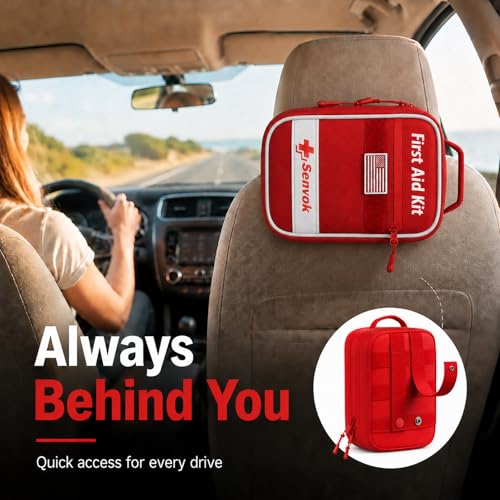 Small Car and Outdoor First Aid Kit - Color-Coded Labels, 121 pcs, Waterproof & Portable