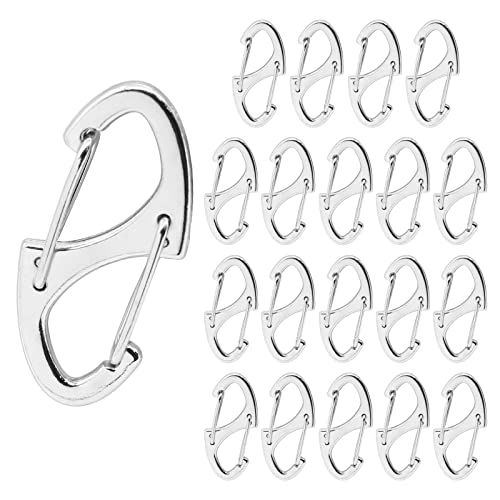 Dual Carabiner Clips - 20 Pack White Snap Hooks