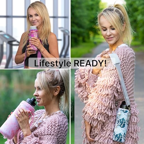 Insulated Water Bottle Carrier with Adjustable Strap - Extra Large, Light Orange Fantasy