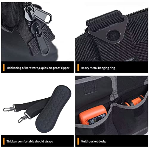 FASTECH 22-inch Wide Mouth Tool Bag with Water Proof Molded Base, Waterproof Tool Organizer Bag for Men with Adjustable Shoulder Strap (22INCH)