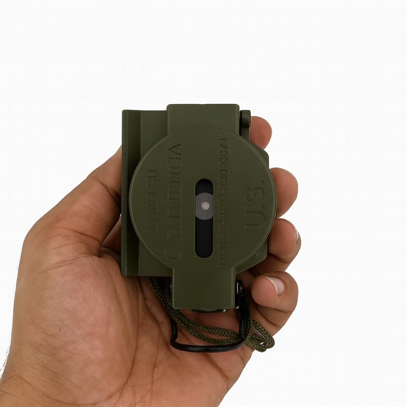 VETERIS US Military Style Phosphorescent Waterproof Lensatic Compass Accurate Hand Held Compasses with Pouch for Hiking Camping Navigation Survival Backpacking Orienteering