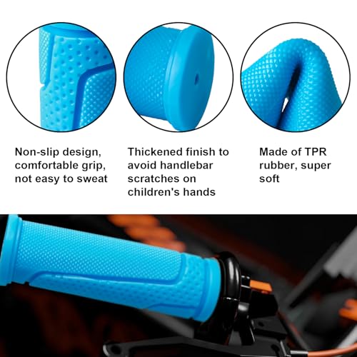 Kids Bike Handlebar Grips - Black + Blue - 4 PCS Non-Slip 22.2mm