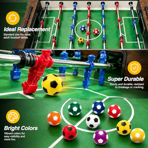 Foosball Table Soccer Balls - 9 Multicolor Replacement Balls, 1.42"