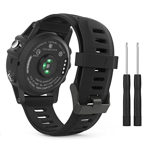 Silicone Watch Band for Garmin Fenix 3/5X - Black - 1 Pack