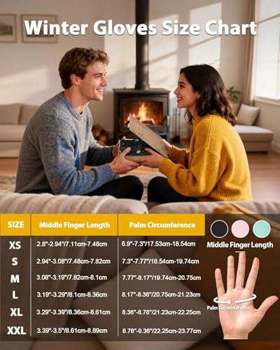 Thermal Plush Winter Gloves for Men & Women - Black, Small