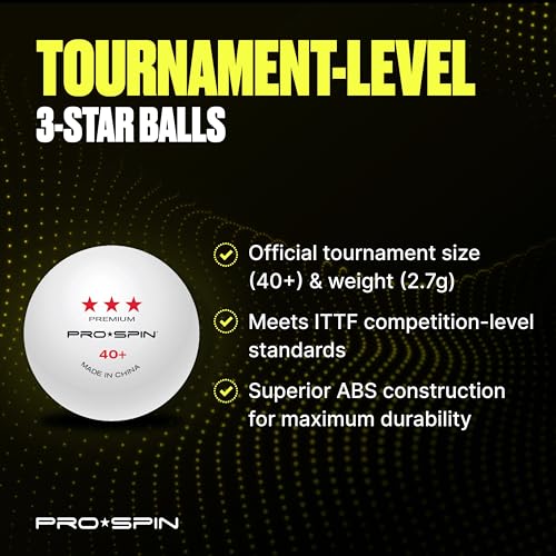 3-Star ITTF-Approved Ping Pong Balls - White, Pack of 40
