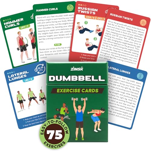 75 Dumbbell Workout Cards - Full Body Exercise Deck for Home Fitness