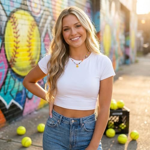 Softball Necklace for Women - Colorful Beaded Cheer Jewelry