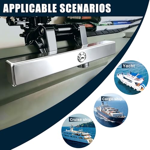 Heavy Duty Outboard Motor Lock - Marine-Grade Stainless Steel, Brass Locking Security