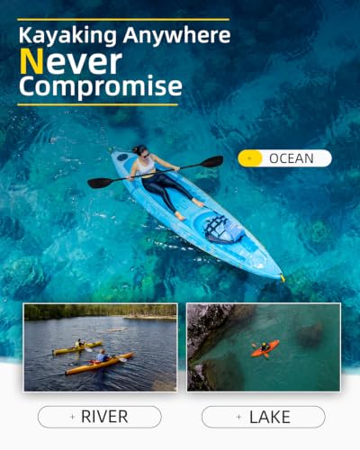 Kayak Paddle 86in/218cm - Floatable 2-Piece Alloy Oar - Black