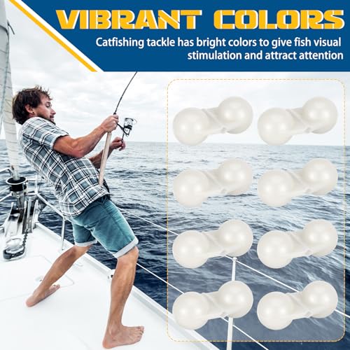 Luminous White Catfish Rattle Beads - 90 Pcs Double Bell Attractor