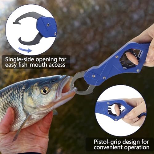 Aluminum Pistol-Grip Fish Lip Gripper Tool - Blue
