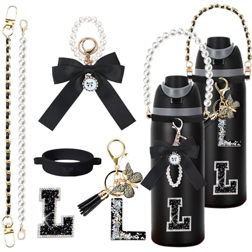 6Pcs Letter Accessories Set for Owala Water Bottles - Black