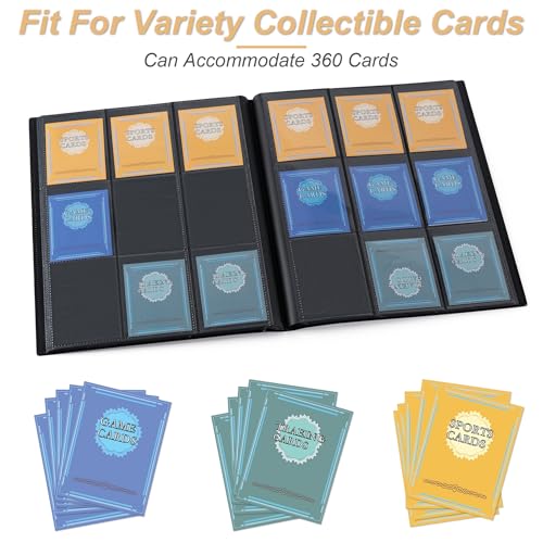 Card Binder 9 Pocket Storage 360 Binder,Trading Binder（Blue）