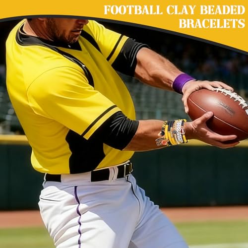 Football Bracelets for Fans - Hypoallergenic Clay Beaded Stackable Bangles